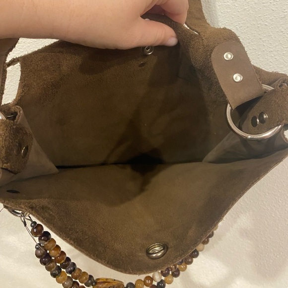 Vintage Western Leather Beaded Satchel VGUC - Picture 3 of 5